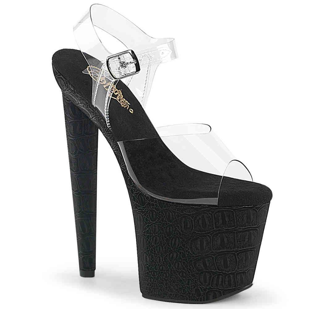 Pleaser - RAZZLE808WR KnöchelriemenSandale, Poledance Schuhe - Transparent/Schwarz Product image